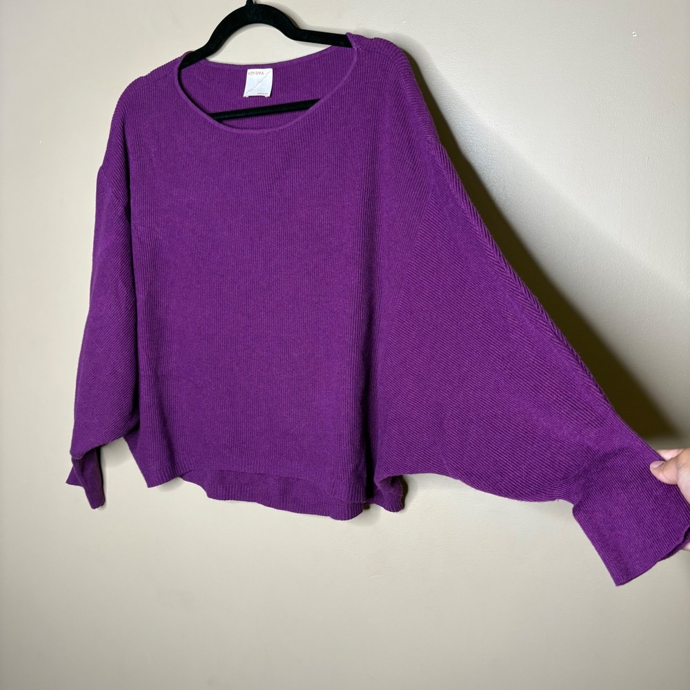 Kerisma Ryker Purple Ribbed Batwing Dolman Sleeve Sweater Size M/L Womens - Picture 1 of 5